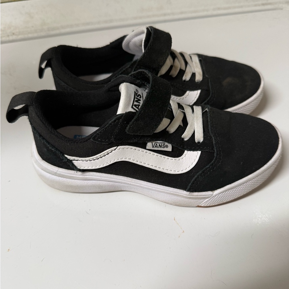 Vans Kids Black and White Velcro Sneakers